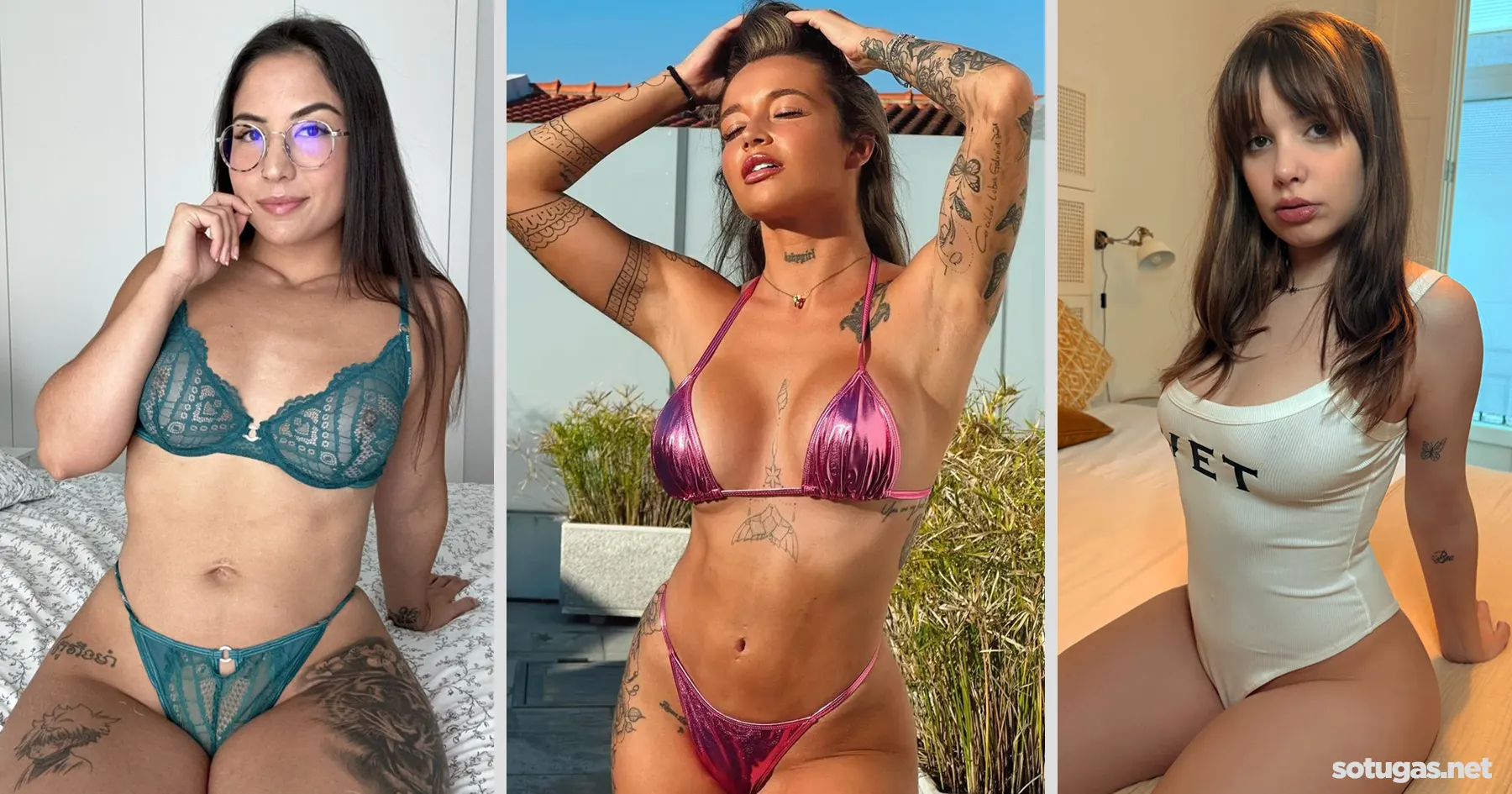 Montagem com Lyx, Katty Soarez e Maya Luz, três das atrizes porno portuguesas mais conhecidas da nova geração.